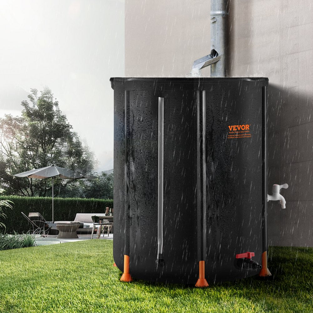 VEVOR Collapsible Rain Barrel, 53 Gallon/201 L Portable Rain Water Collection Barrel, PVC Rainwater Collection System with Spigots and Overflow Kit, Water Barrel  for Garden Water Catcher