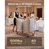 VEVOR Folding Chair Cart 500 lbs Capacity for 40 Chairs Horizontal Stacking, for Large Events Commercial, Heavy-Duty Carbon Steel, Easy to Move, Storage Dolly Holder, with Locking Swivel Wheel, Handle