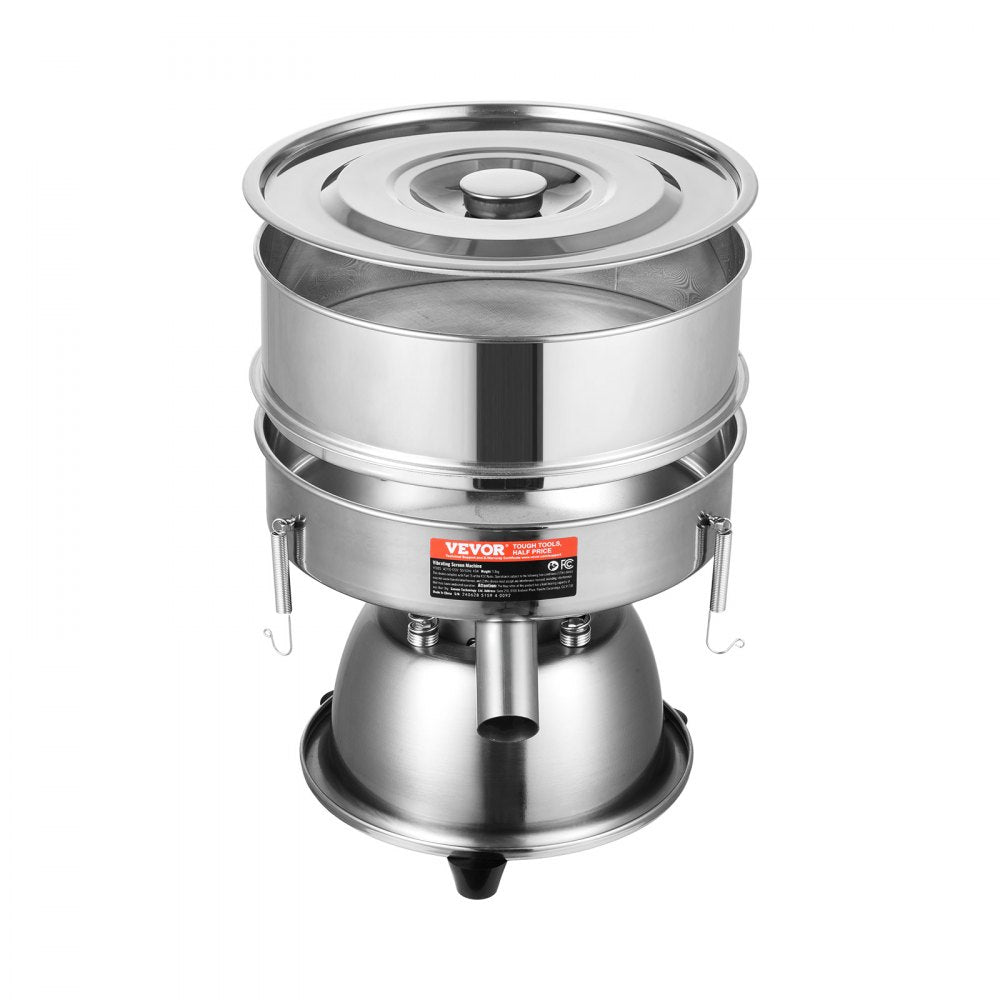VEVOR Automatic Electric Vibrating Sieve, Stainless Steel Sifter Shaker Machine with 30+50 Mesh, 45W Automatic Powder Sifter Machine Countertop, Electric Sieve Shaker for Flour Powers, Mungbean, Rice