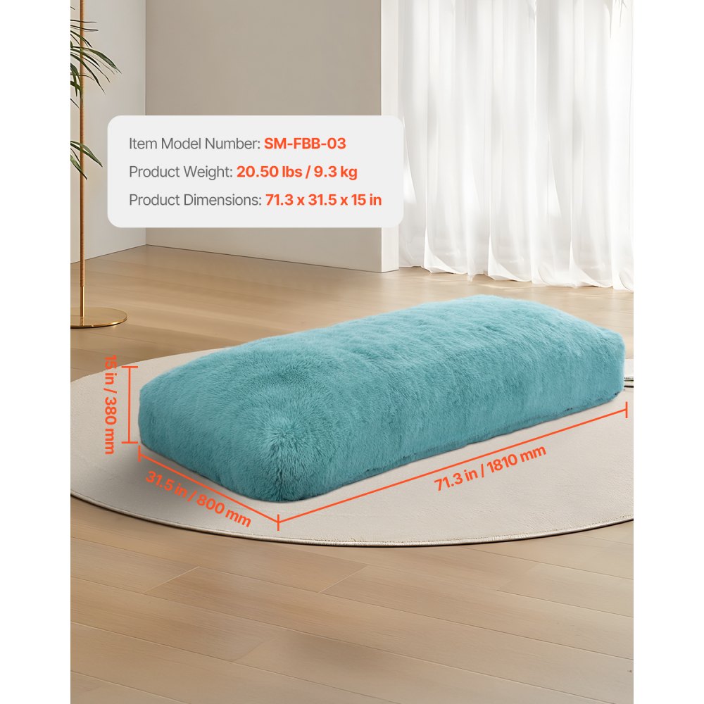 VEVOR Bean Bag Chair, Giant BeanBag Chair with Removable & Washable Cover for Adults, Fluffy Plush & High-Density Foam Filling Floor Adult Bean Bag with Zapper, Ideal for Living Room, Bedroom, Blue