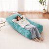 VEVOR Bean Bag Chair, Giant BeanBag Chair with Removable & Washable Cover for Adults, Fluffy Plush & High-Density Foam Filling Floor Adult Bean Bag with Zapper, Ideal for Living Room, Bedroom, Blue