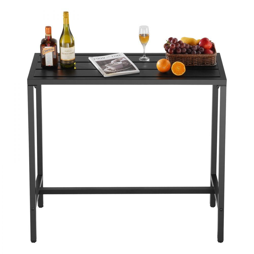 VEVOR Outdoor Bar Table, 39.4 x 15 in Patio Bar Table, Waterproof Top & Sturdy Metal Frame, Rectangle Counter Height Dining Tables, Outdoor Furniture for Balcony, Yard, Hot Tub, Poolside, Indoor