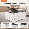 VEVOR 31.5" Farmhouse Coffee Table, Hinged Square Coffee Table with Large Storage Compartment, Wooden Rustic Cocktail Table for Living Room, Bedroom, Apartment, Studio, Gray & White