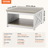 VEVOR 31.5" Farmhouse Coffee Table, Square Coffee Table with Open Storage Compartment, Wooden Rustic Cocktail Table for Living Room, Bedroom, Apartment, Studio, Gray & White