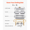 VEVOR Chafing Dish Buffet Set, 4 Qt 2 Pack, Stainless Steel Chafer with 4 Half Size Pans, Rectangle Catering Warmer Server with Glass Lid Water Pan Folding Stand Fuel Holder, for Wedding Party Banquet