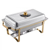 VEVOR Chafing Dish Buffet Set, 4 Qt 2 Pack, Stainless Steel Chafer with 4 Half Size Pans, Rectangle Catering Warmer Server with Glass Lid Water Pan Folding Stand Fuel Holder, for Wedding Party Banquet