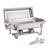 VEVOR Chafing Dish Buffet Set, 8 Qt 2 Pack, Stainless Steel Chafer with 2 Full Size Pans, Rectangle Catering Warmer Server with Lid Water Pan Stand Fuel Holder, for Wedding Party Banquet, Rose Gold