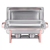 VEVOR Chafing Dish Buffet Set, 8 Qt 2 Pack, Stainless Steel Chafer with 2 Full Size Pans, Rectangle Catering Warmer Server with Lid Water Pan Stand Fuel Holder, for Wedding Party Banquet, Rose Gold