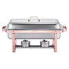 VEVOR Chafing Dish Buffet Set, 8 Qt 2 Pack, Stainless Steel Chafer with 2 Full Size Pans, Rectangle Catering Warmer Server with Lid Water Pan Stand Fuel Holder, for Wedding Party Banquet, Rose Gold