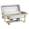 VEVOR Chafing Dish Buffet Set, 8 Qt 4 Pack, Stainless Steel Chafer with 2 Full Size and 4 Half Size Pans, Rectangle Catering Warmer Server with Lid Water Pan Stand, for Weddings Parties Banquets, Gold