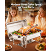 VEVOR Chafing Dish Buffet Set, 8 Qt 4 Pack, Stainless Steel Chafer with 4 Full Size Pans, Rectangle Catering Warmer Server with Lid Water Pan Stand Fuel Holder, for Weddings Parties Banquets, Silver