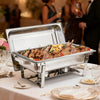 VEVOR Rectangle Chafing Dish, 9 Qt 6 Pack Stainless Steel Chafing Dish, Food Warmer Chafer Complete Set with Hollow Handle, 3 Food Tongs, Lid, Fuel Holder, Chafer Dishes for Banquet Party Wedding
