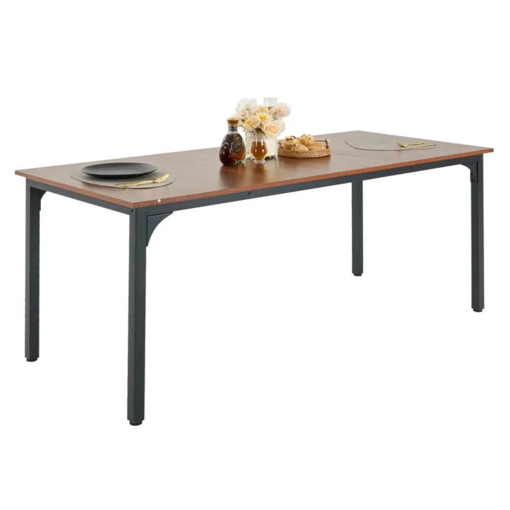 VEVOR Rectangle Dining Table, 71 inch Length Large Wood Tables for 6-8 Person, Farmhouse Dinner Furniture, Rustic Conference Desk with Iron Legs, for Home Kitchen Living Room, Brown(Only Table)