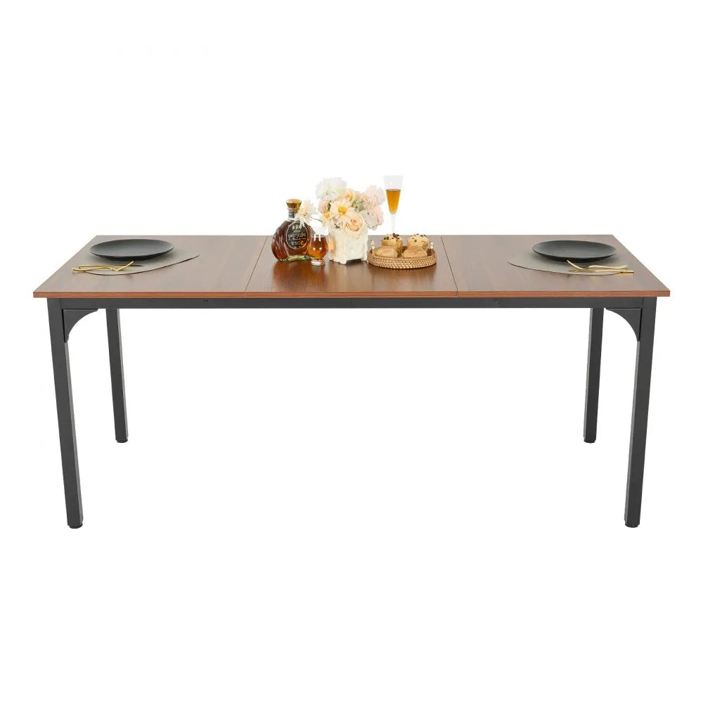VEVOR Rectangle Dining Table, 71 inch Length Large Wood Tables for 6-8 Person, Farmhouse Dinner Furniture, Rustic Conference Desk with Iron Legs, for Home Kitchen Living Room, Brown(Only Table)