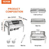 VEVOR Roll Top Chafing Dish Buffet Set, 9 Qt, Stainless Steel Chafer with 2 Half Size Pans, Rectangle Catering Warmer Server with Visible Lid Water Pan Stand Fuel Holder Clip, for at Least 9 People