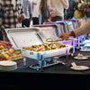 VEVOR Chafing Dish Buffet Set, 8 Qt 4 Pack, Stainless Chafer with 4 Full Size Pans, Rectangle Catering Warmer Server with Lid Water Pan Folding Stand Fuel Tray Holder Spoon Clip, at Least 8 People Eac