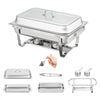 VEVOR Chafing Dish Buffet Set, 8 Qt 4 Pack, Stainless Chafer with 4 Full Size Pans, Rectangle Catering Warmer Server with Lid Water Pan Folding Stand Fuel Tray Holder Spoon Clip, at Least 8 People Eac