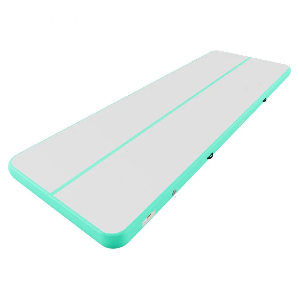 VEVOR Inflatable Gymnastics Air Mat 20 ft Training Mats w/ Electric Pump, 8 inches Thick Sturdy Tumble Track, Tumbling Mat for Home Use/Gym/Outdoor/Yoga/Cheerleading/Beach/Park/Water, Mint Green