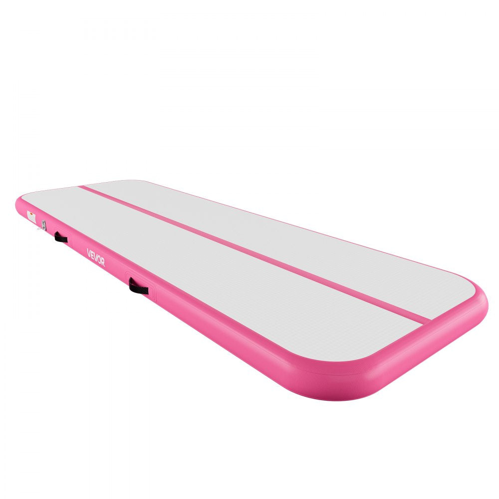 VEVOR Inflatable Gymnastics Air Mat with Air Barrel 10 ft Training Mats, 4 inches Thick Sturdy Tumble Track with Electric Pump, Tumbling Mat for Home Use/Gym/Outdoor/Yoga/Cheerleading, Pink