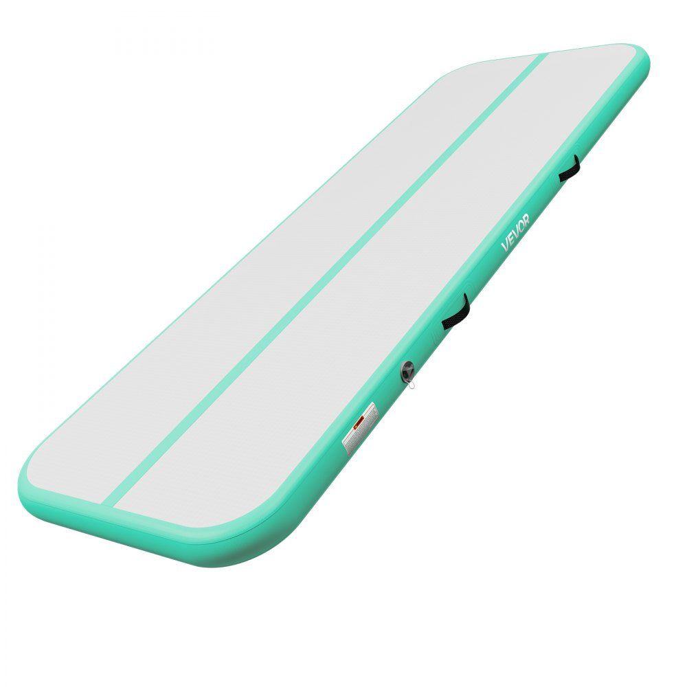 VEVOR Inflatable Gymnastics Air Mat with Air Barrel 10 ft Training Mats, 4 inches Thick Sturdy Tumble Track with Electric Pump, Tumbling Mat for Home Use/Gym/Outdoor/Yoga/Cheerleading, Mint Green