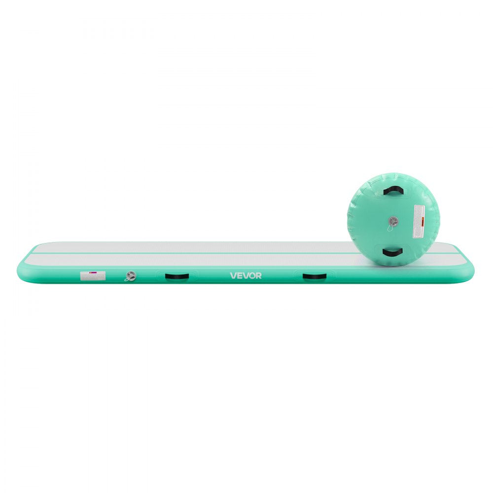 VEVOR Inflatable Gymnastics Air Mat with Air Barrel 10 ft Training Mats, 4 inches Thick Sturdy Tumble Track with Electric Pump, Tumbling Mat for Home Use/Gym/Outdoor/Yoga/Cheerleading, Mint Green