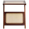 VEVOR Rattan Coffee Table, Z-Shaped Rattan Woven Bamboo Coffee Table with Tempered Glass Top, 20” Modern Boho Storage Coffee Table with Natural Bamboo Legs, for Living Room, Bedroom & Small Spaces