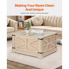 VEVOR Rattan Coffee Table, Rectangle PE Rattan Woven Wood Coffee Table with MDF Top, 32-Inch Modern Boho Style Storage Coffee Table with Retro Metal Hinges, for Living Room, Bedroom & Small Spaces