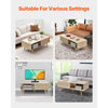 VEVOR Rattan Coffee Table, Mid Century Modern Coffee Table, Rectangle Wood Coffee Table, 42 Inch Modern Boho Style Two Layers Storage Coffee Table, for Living Room, Bedroom & Small Spaces