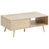 VEVOR Rattan Coffee Table, Mid Century Modern Coffee Table, Rectangle Wood Coffee Table, 42 Inch Modern Boho Style Two Layers Storage Coffee Table, for Living Room, Bedroom & Small Spaces