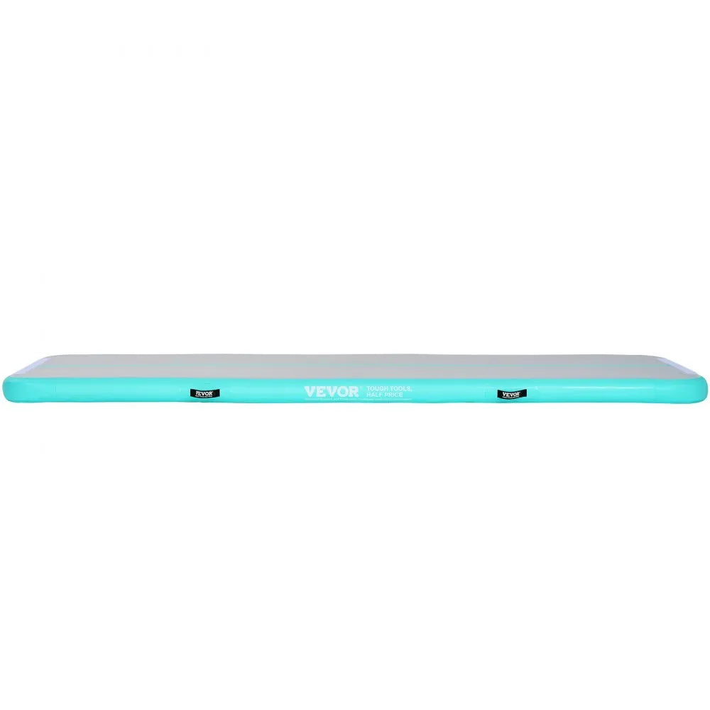 VEVOR Gymnastics Air Mat, 4 inch Thickness Inflatable Gymnastics Tumbling Mat, Tumble Track with Electric Pump, Training Mats for Home Use/Gym/Yoga/Cheerleading/Beach/Park/Water, 10 ft, Mint Green