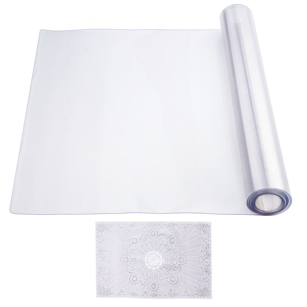 VEVOR Plastic Table Cover, 24 x 96 Inch 1.5 mm Thick Clear Table Protector, Rectangle PVC Desk Mat, Waterproof & Easy Cleaning Desk Pad Tablecloth, for Office Dresser Dining Room Table Night Stand