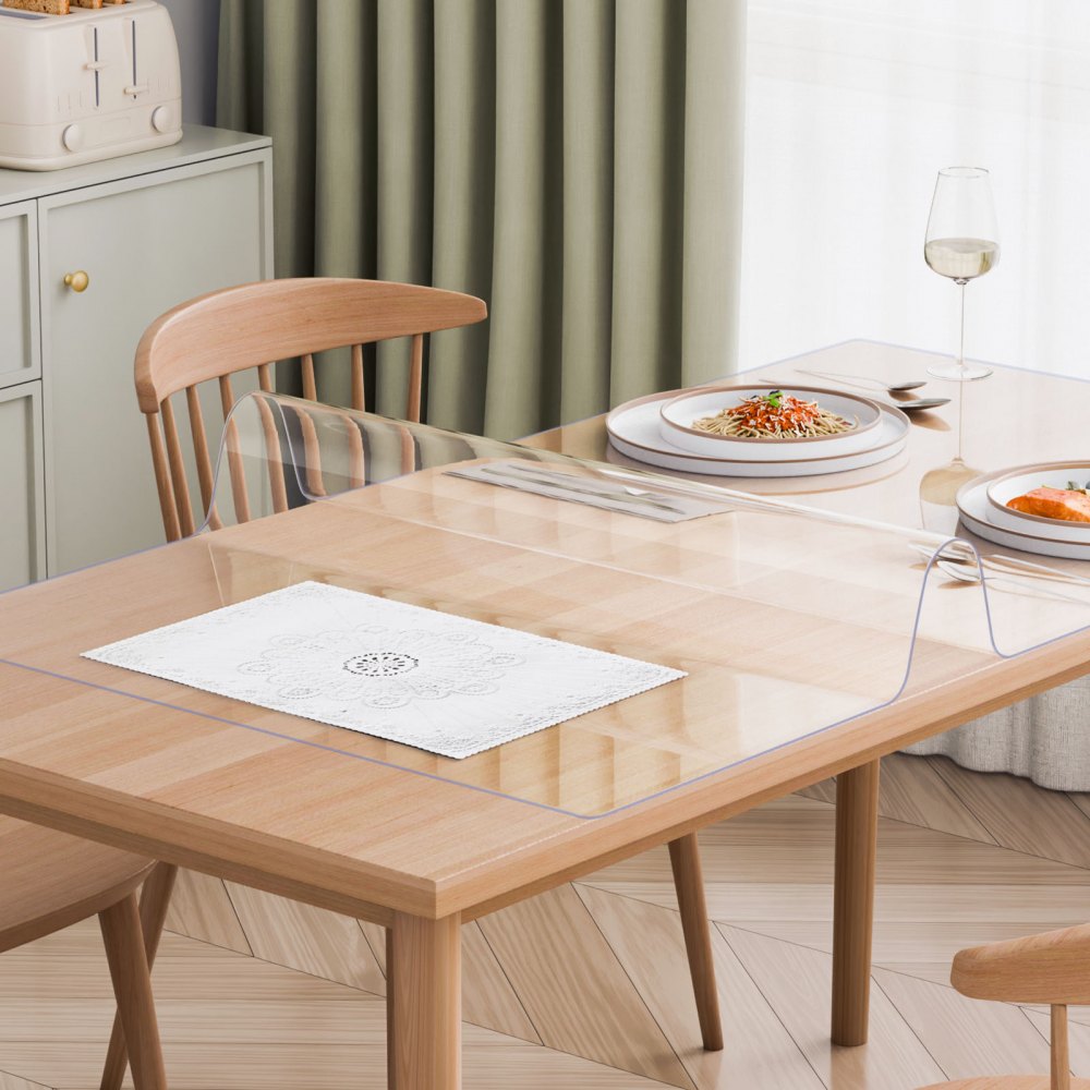 VEVOR Plastic Table Cover, 36 x 54 Inch 1.5 mm Thick Clear Table Protector, Rectangle PVC Desk Mat, Waterproof & Easy Cleaning Desk Pad Tablecloth, for Office Dresser Dining Room Table Night Stand