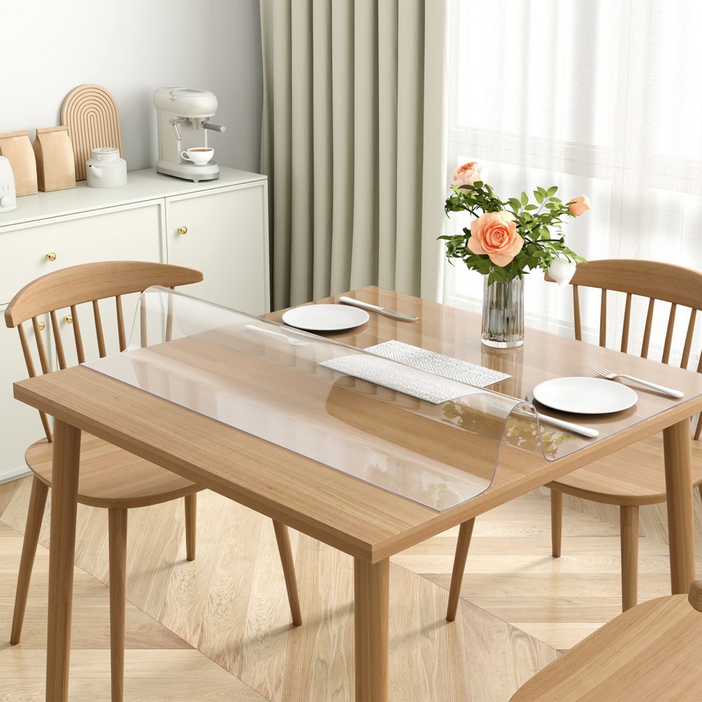 VEVOR Clear Table Cover Protector, 12" x 12"/305 x 305 mm Table Cover, 1.5 mm Thick PVC Plastic Tablecloth, Waterproof Desktop Protector for Writing Desk, Coffee Table, Dining Room Table