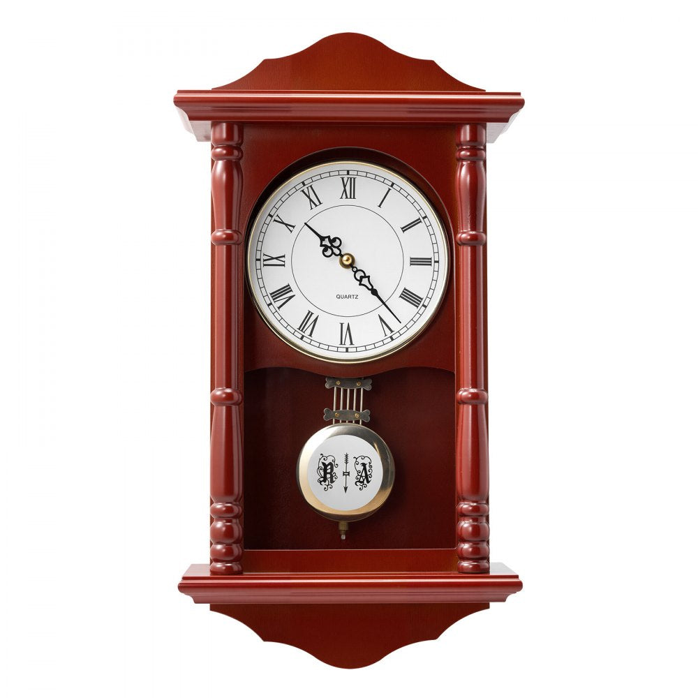 VEVOR Grandfather Clock, 18 in Classic Vintage Pendulum Clock, Pine Wood & MDF Wall Clocks with Quartz Movement and Quiet Design, for Living Room, Bedroom, Home Decor, and Gift (Cherry Tone Finish)