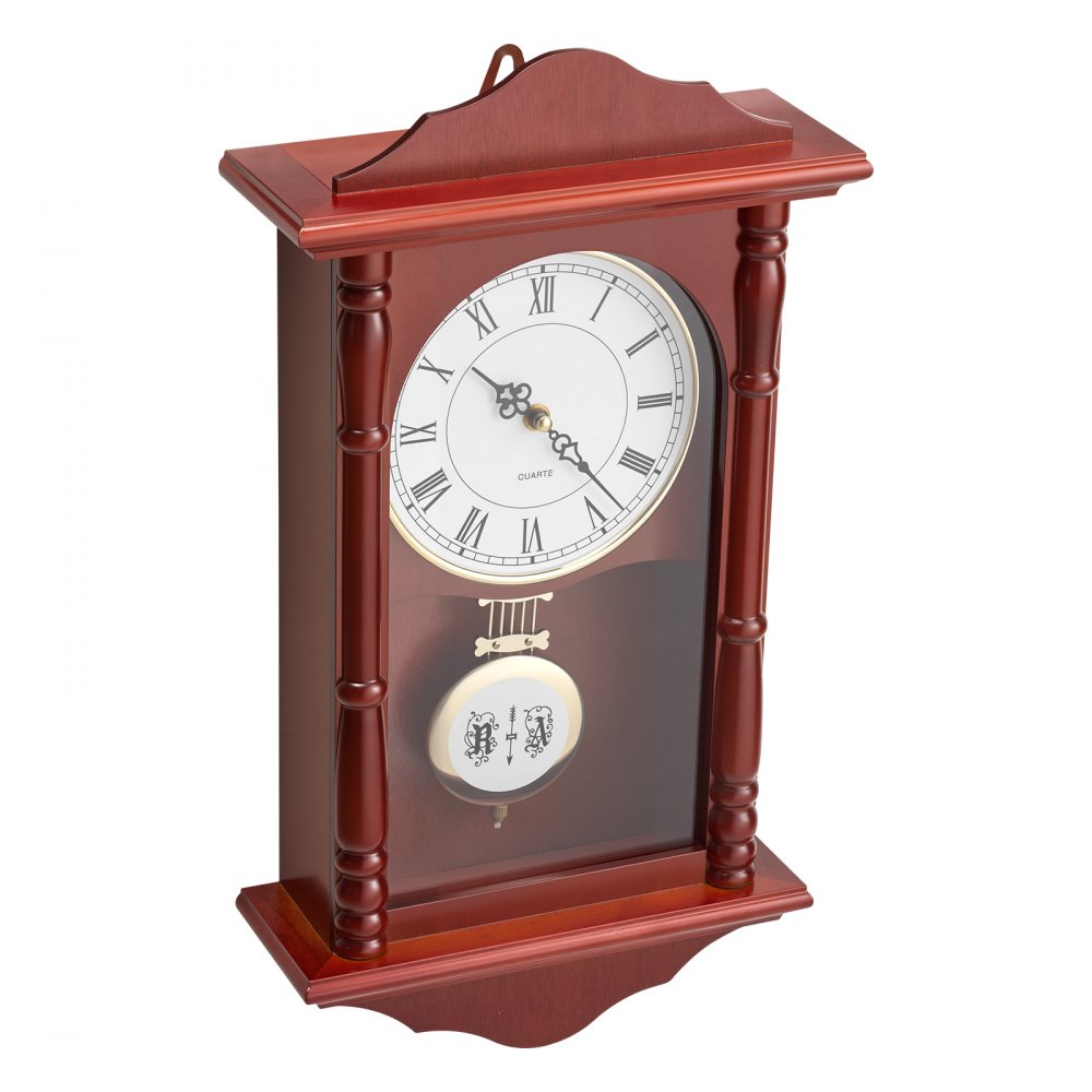 VEVOR Grandfather Clock, 18 in Classic Vintage Pendulum Clock, Pine Wood & MDF Wall Clocks with Quartz Movement and Quiet Design, for Living Room, Bedroom, Home Decor, and Gift (Cherry Tone Finish)