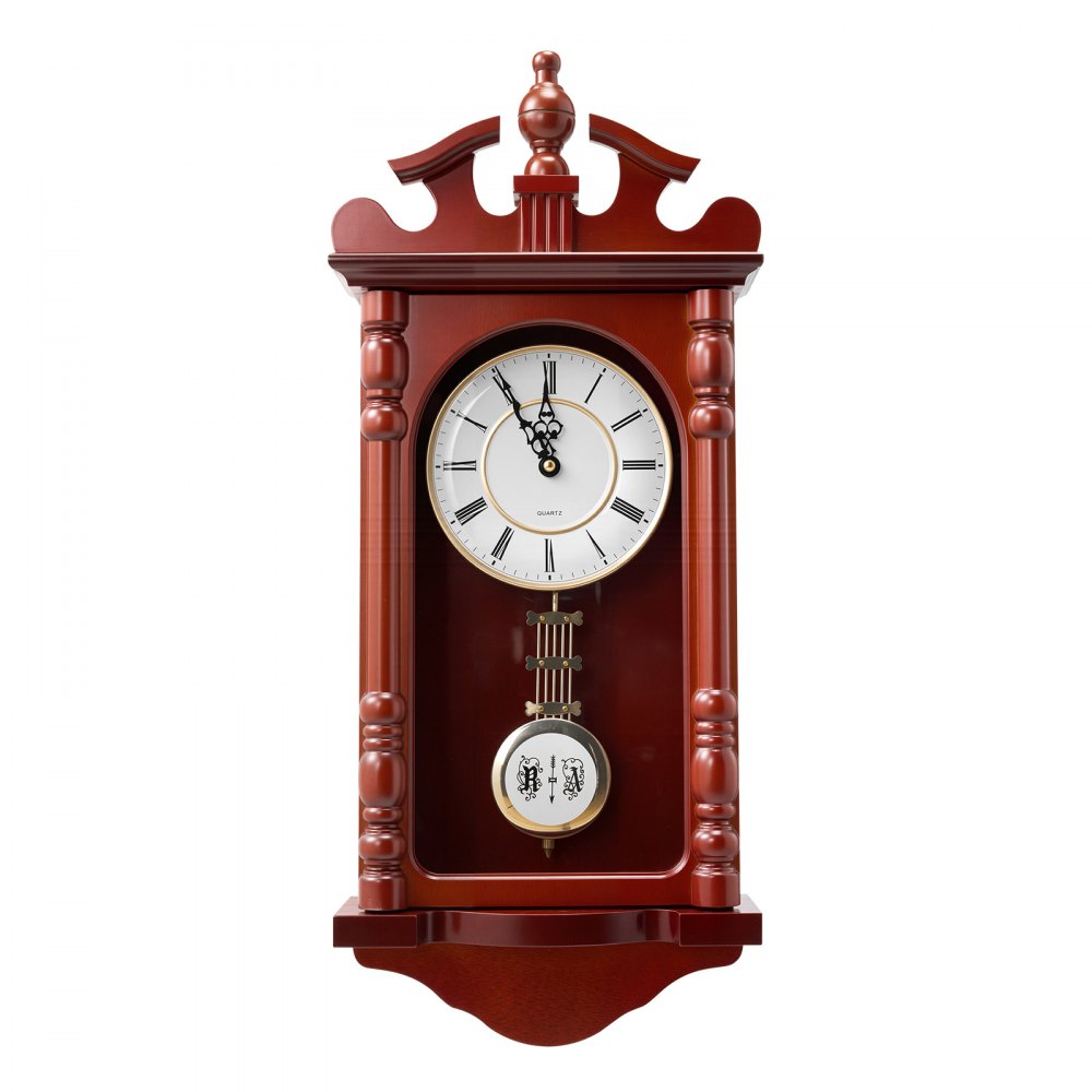 VEVOR Grandfather Clock, 23.2 in Classic Vintage Pendulum Clock, Pine Wood & MDF Wall Clocks with Quartz Movement and Quiet Design, for Living Room, Bedroom, Home Decor & Gift (Cherry Tone Finish)
