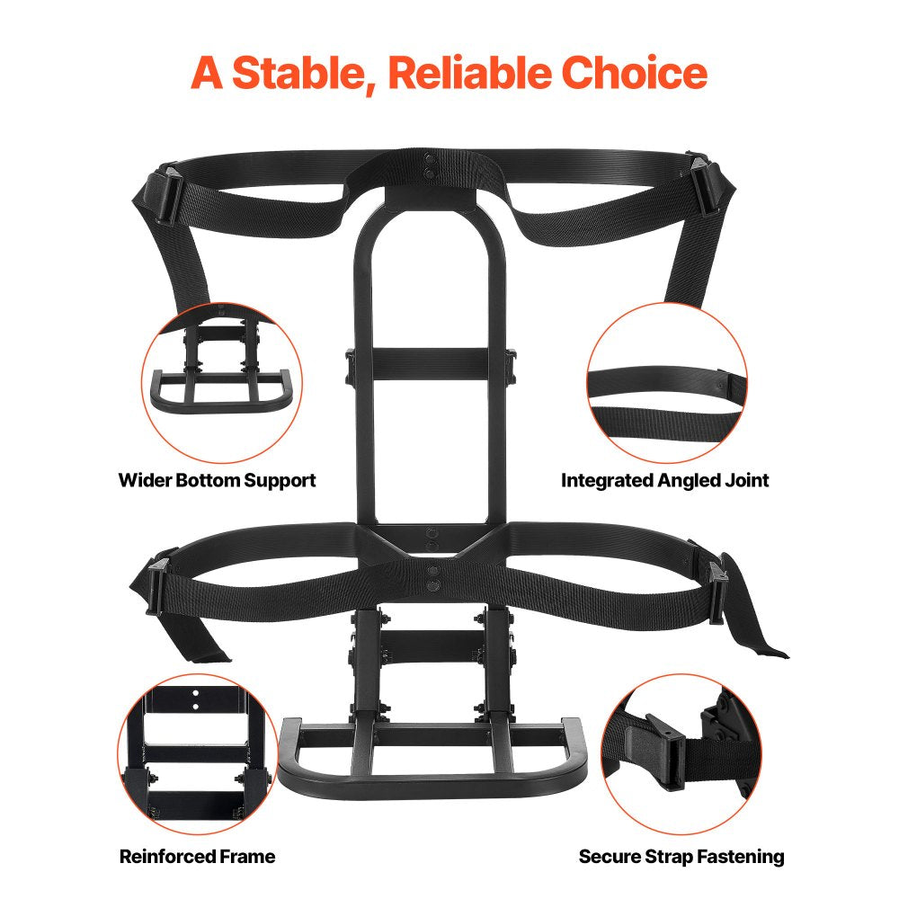 VEVOR Golf Cart Rear Seat Bag Holder, 27.1 x 15.6 x 29.7 inch, Compatible with Most Golf Carts with Rear Seat Grab Bar, Space-Saving Carbon Steel Bag Holder Bracket, No-Drilling Installation, Black