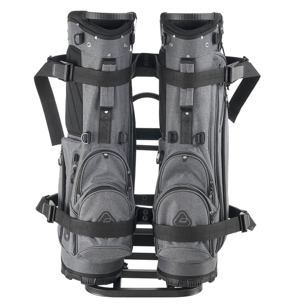 VEVOR Golf Cart Rear Seat Bag Holder, 27.1 x 15.6 x 29.7 inch, Compatible with Most Golf Carts with Rear Seat Grab Bar, Space-Saving Carbon Steel Bag Holder Bracket, No-Drilling Installation, Black
