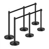 VEVOR Stanchion Post, 6 Pcs Stanchions with Retractable Belts, Carbon Steel Black Stanchions Queue with Sand Injection Hollow Base, Crowd Control Barriers for Theaters, Parties, Weddings, Exhibitions