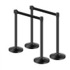 VEVOR Stanchion Post, 4 Pcs Stanchions with Retractable Belts, Carbon Steel Black Stanchions Queue with Sand Injection Hollow Base, Crowd Control Barriers for Theaters, Parties, Weddings, Exhibitions