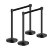 VEVOR Stanchion Post, 4 Pcs Stanchions with Retractable Belts, Carbon Steel Black Stanchions Queue with Sand Injection Hollow Base, Crowd Control Barriers for Theaters, Parties, Weddings, Exhibitions