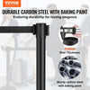 VEVOR Crowd Control Stanchions, 2-Pack Crowd Control Barriers, Carbon Steel Baking Painted Stanchion Queue Post with 6.5FT Black Retractable Belt, Belt Barriers Line Divider for Exhibition, Airport