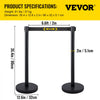 VEVOR Crowd Control Stanchions, 6-Pack Crowd Control Barriers with 3PCS 6.5FT Retractable Belt, Stanchion Posts Queue Pole for Crowd Control Barriers, Easy Assembly