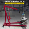 VEVOR Hydraulic/Pneumatic Long Ram Jack, 8 Tons/17363 lbs Capacity, with Single Piston Pump and Clevis Base, Manual Cherry Picker with Handle, for Garage/Shop Cranes, Engine Lift Hoist, Red