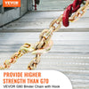 VEVOR Transport Binder Chain, 4900lbs Working Load Limit, 5/16''x20' G80 Tow Chain Tie Down with Grab Hooks, DOT Certified, Galvanized Coating Manganese Steel for Dock Factory Construction Site, 2Pack