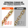 VEVOR G80 Transport Binder Chain, 3/8" x 10.3' Tow Chain with Clevis Grab Hooks, 7100 lbs Safe Working Load, Heavy Duty Trailer Logging Chain for Transporting Towing Truck Tie Down Binding Equipment