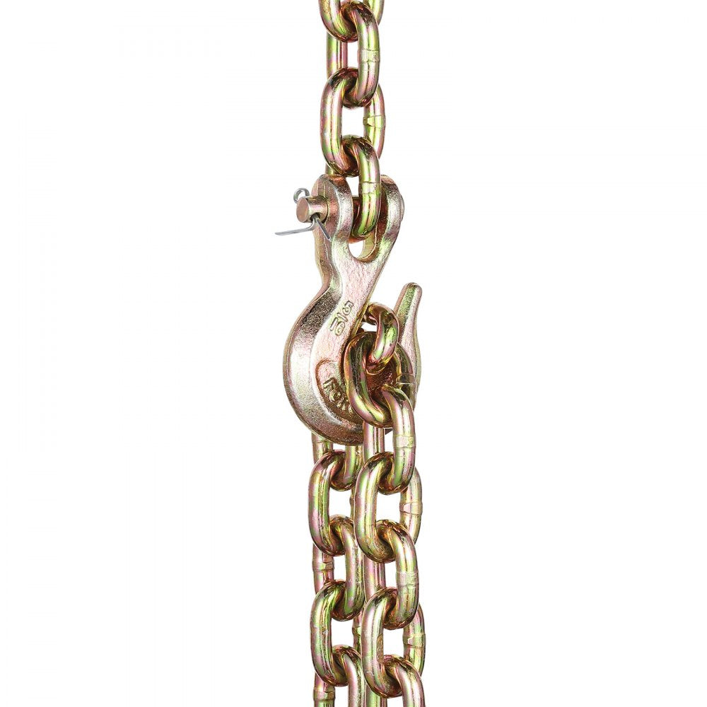 VEVOR G80 Transport Binder Chain, 5/16" x 14.2' Tow Chain with Clevis Grab Hooks, 4900 lbs Safe Working Load, Heavy Duty Trailer Logging Chain for Transporting Towing Truck Tie Down Binding Equipment