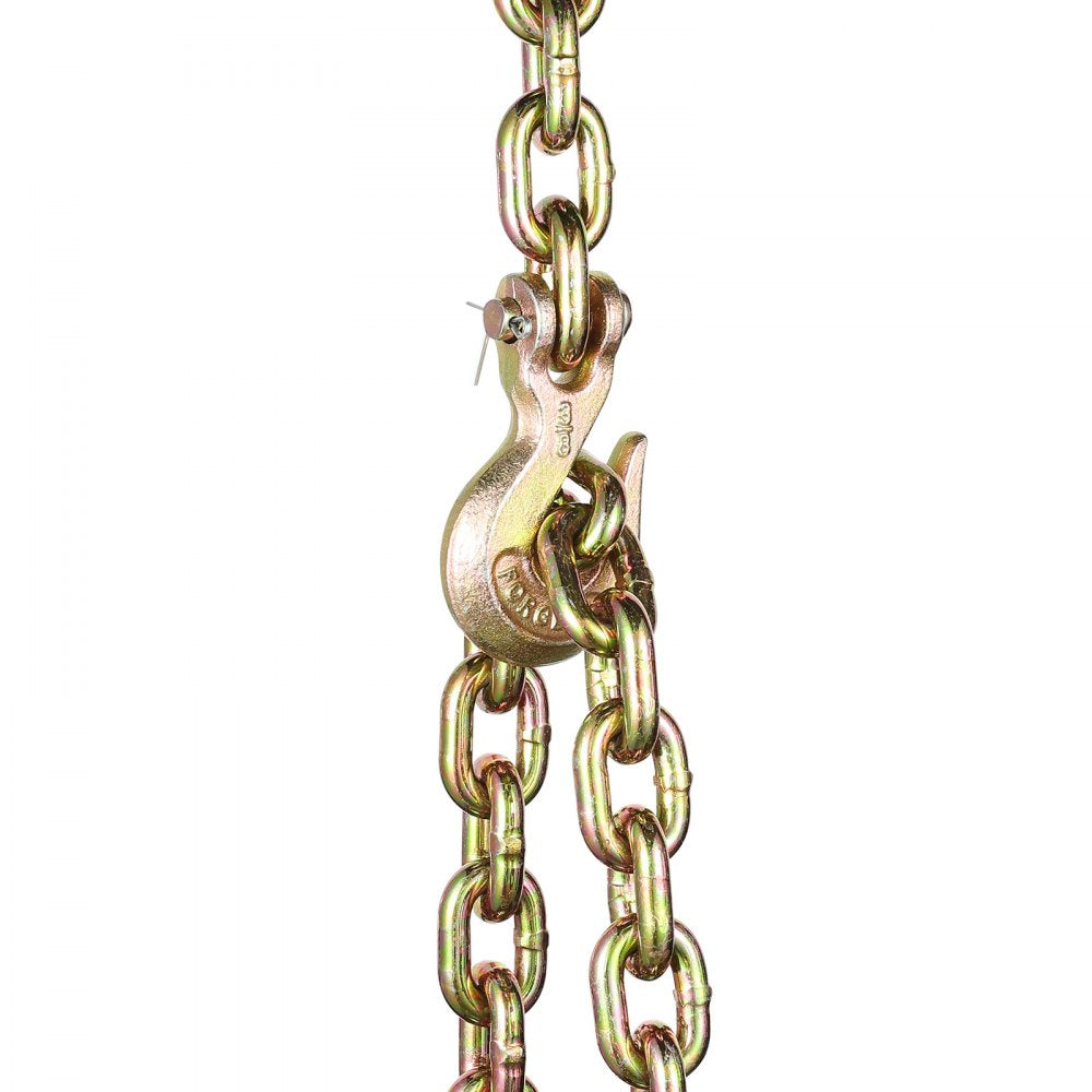 VEVOR G80 Transport Binder Chain, 3/8" x 10.3' 2-Pack Tow Chain with Clevis Grab Hooks, 7100 lbs Safe Working Load, Heavy Duty Logging Chain for Transporting Towing Truck Tie Down Binding Equipment