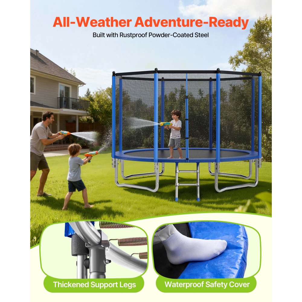 VEVOR Outdoor Trampoline - all-weather adventure-ready anti-rust frame feature graphic