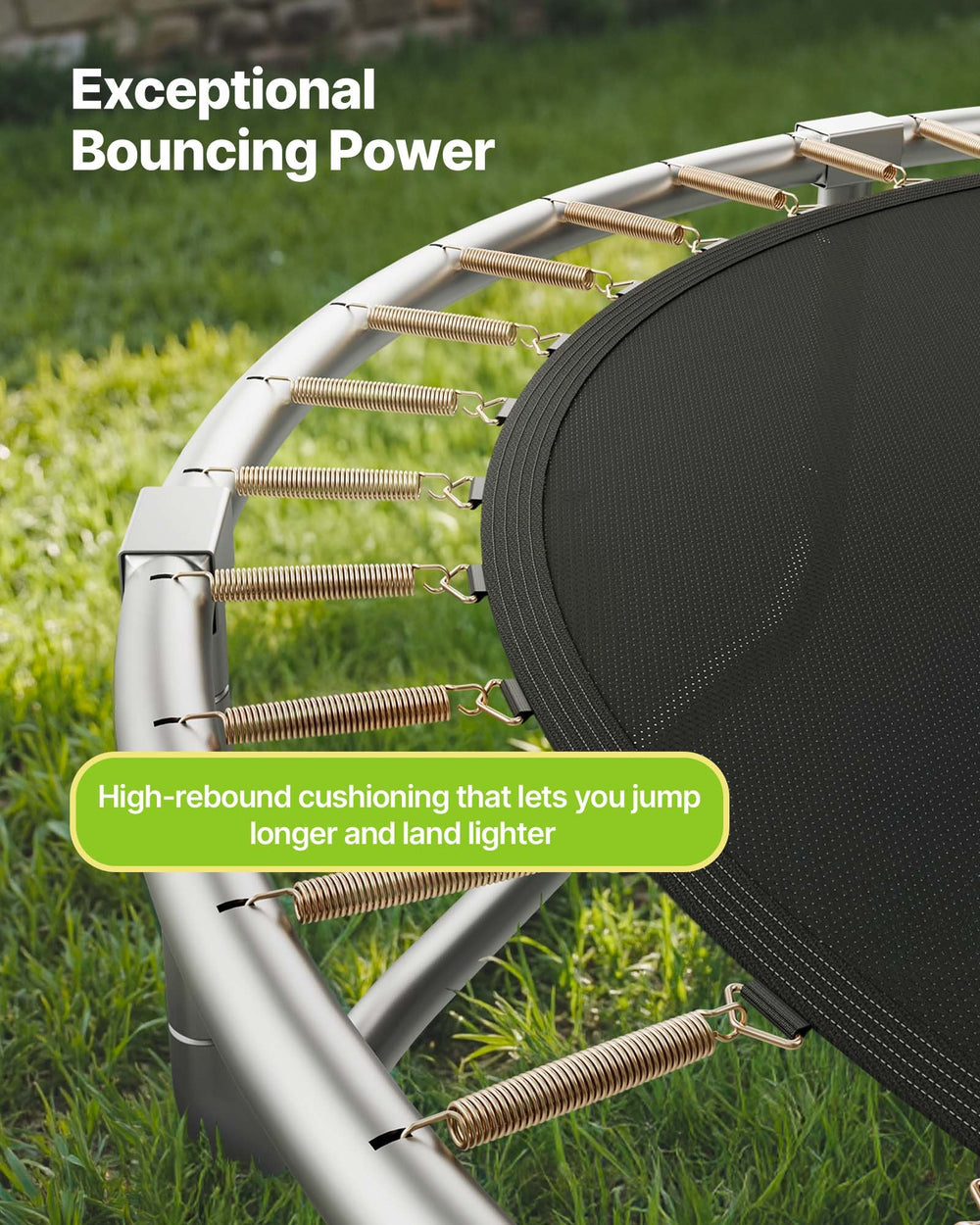 VEVOR Outdoor Trampoline - exceptional bouncing power springs feature graphic